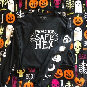 Spooky/Witchy Long Sleeve Crop Top (M)